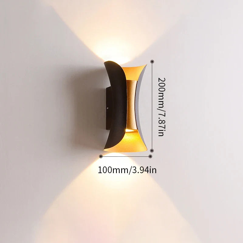 Bela Wall Light | Waterproof LED, Modern Black & Gold Design
