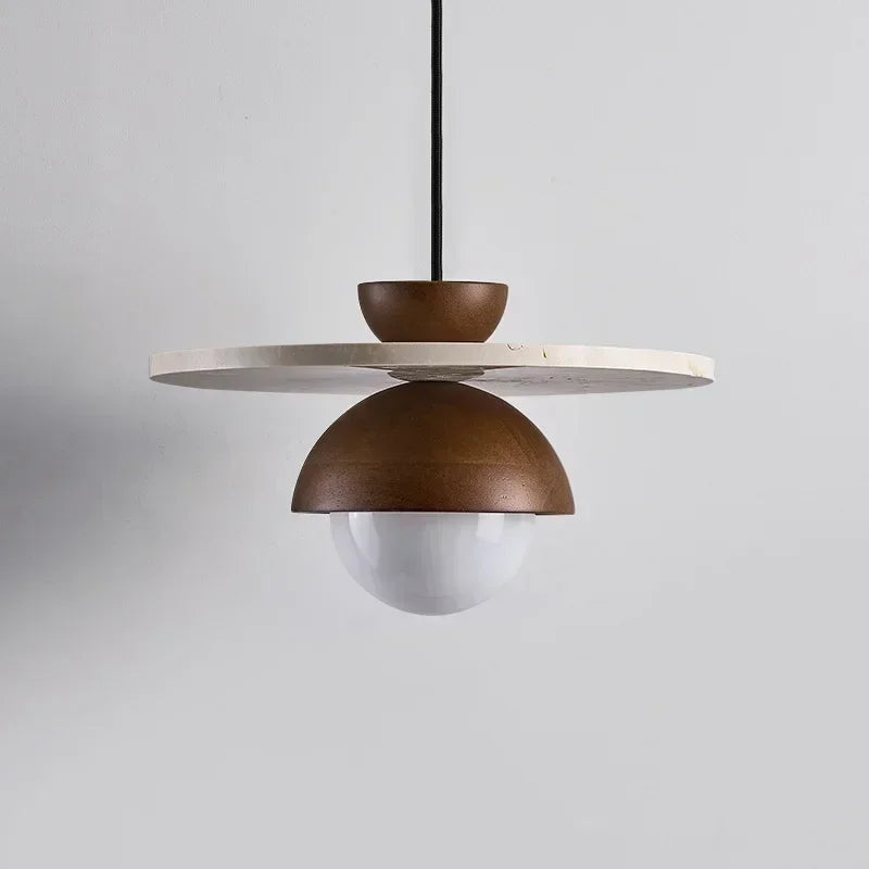 Boreal Pendant Light | Walnut & Stone LED Chandelier