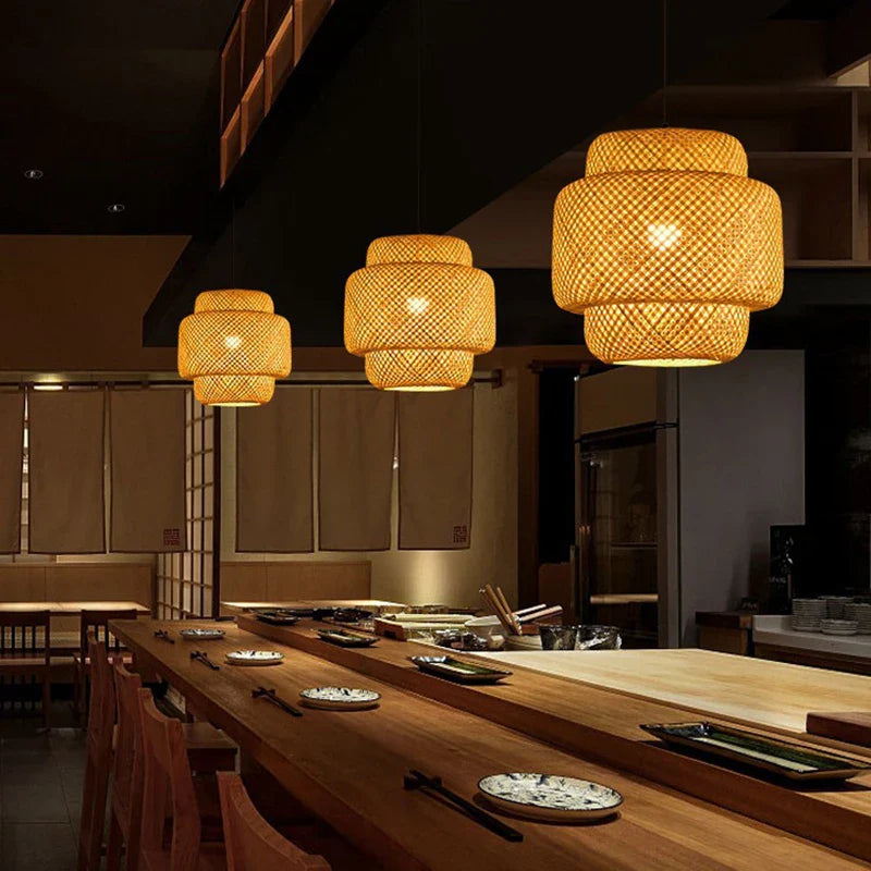 Bela Bamboo Pendant Lamp | Handwoven Rattan Shade, Adjustable Length