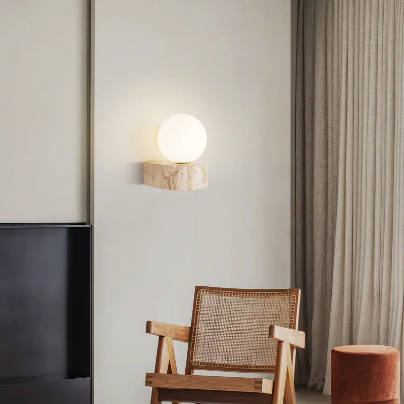 Bene Wall Lamp | Authentic Travertine, Soft Ambient Glow