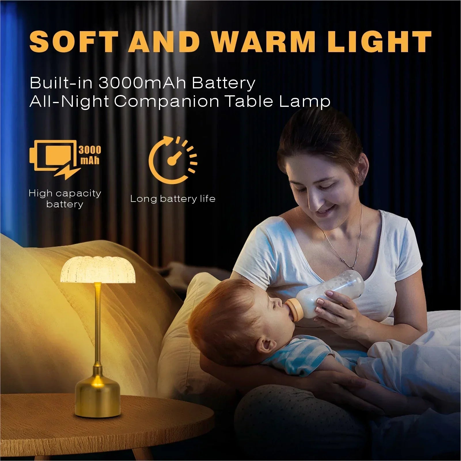 Flora Crystal Table Lamp | Rechargeable, 3 Light Colors