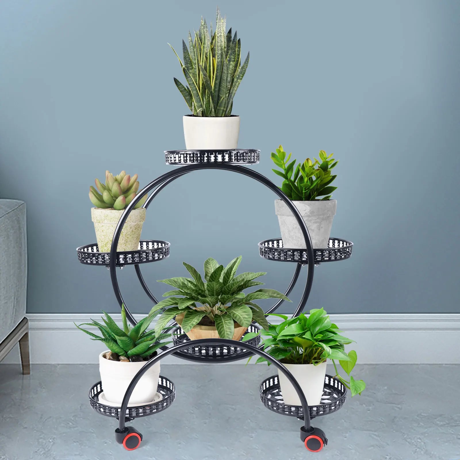 Bela Metal Plant Stand | 6-Tier with Wheels, Indoor & Outdoor Use
