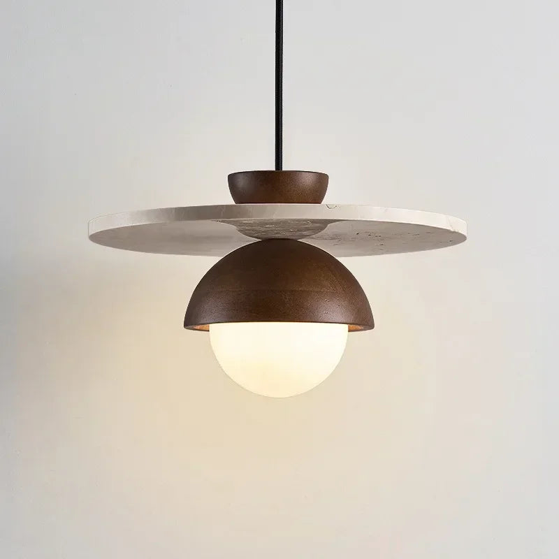 Boreal Pendant Light | Walnut & Stone LED Chandelier