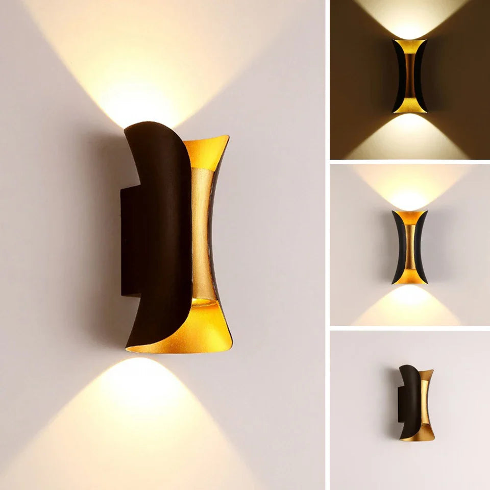 Bela Wall Light | Waterproof LED, Modern Black & Gold Design