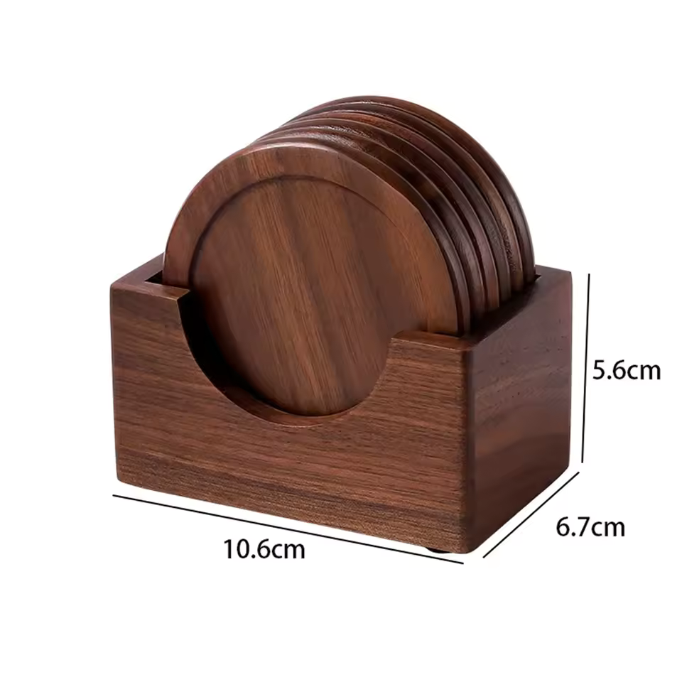 Bamboo Coaster Set | Minimalistisch, Walnoot of Beuken Hout