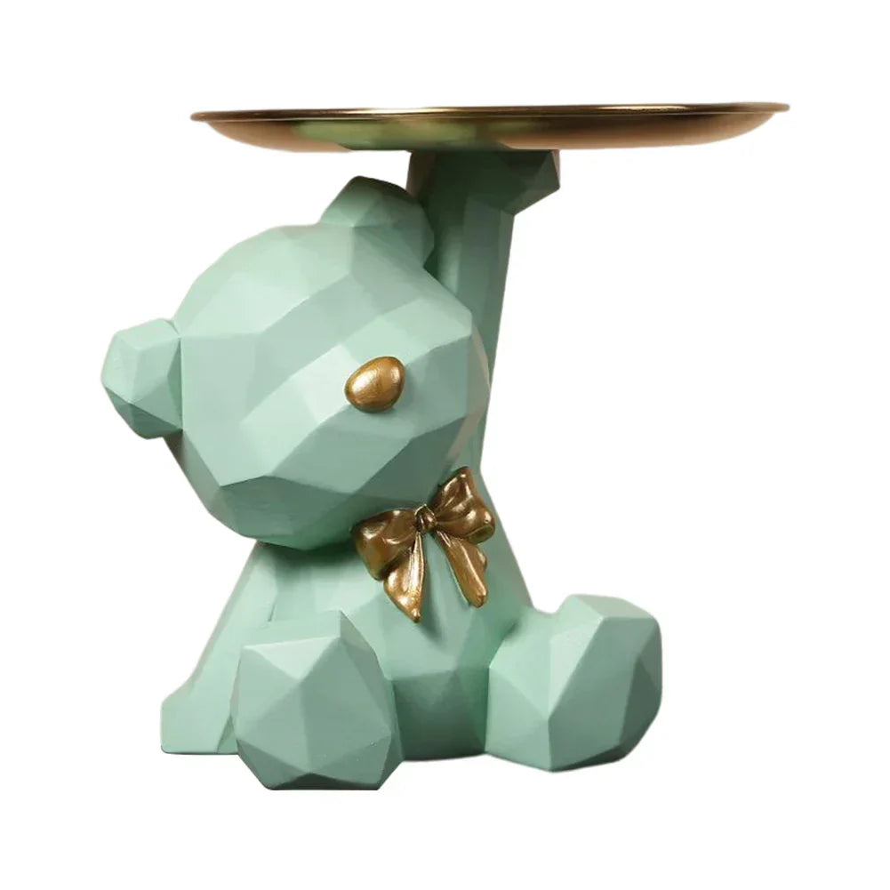 Kairo Geometric Bear Sculpture | Gold Tray, Modern Design