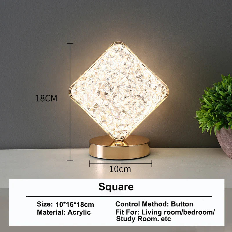 Blyss 3D Crystal LED Night Light | Touch Dimming, Rechargeable