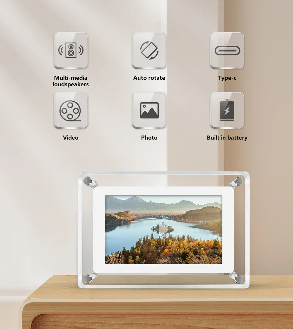 Cleo Digital Photo Frame | Acrylic Design with IPS HD Display
