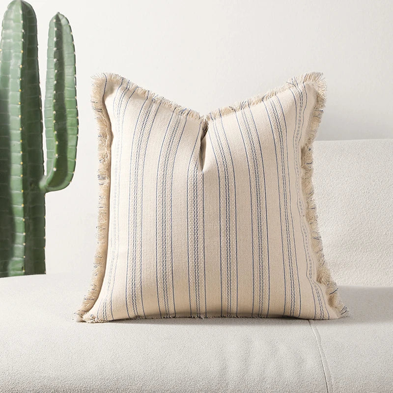 Bela Jacquard Kussenhoes | Luxe Textuur met Fijne Franje Details