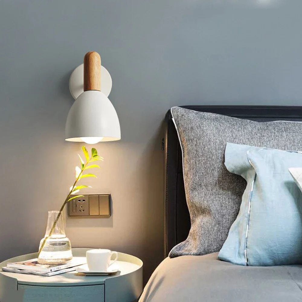 Bello Nordic Wall Lamp | Adjustable 360° Light, Natural Wood Design