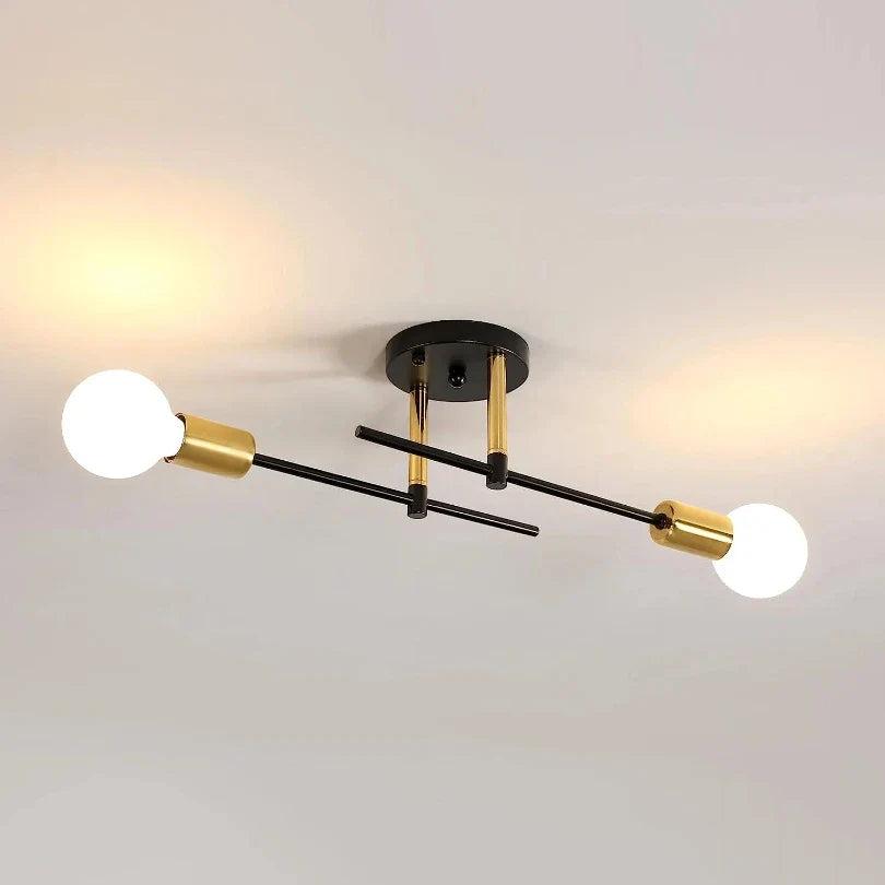 Bela 2-Light Ceiling Lamp | Black & Gold Flush Mount Design