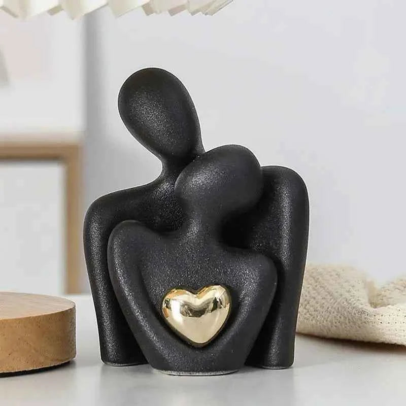 Bello Keramiek Beeld | Minimalistisch met Gouden Hartdetail