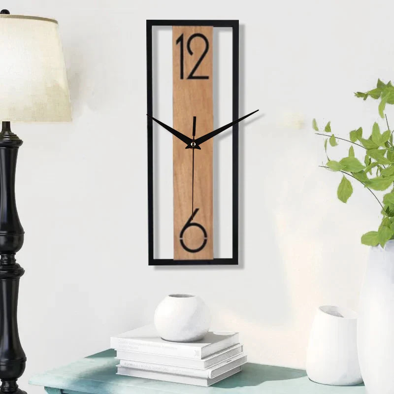 Bela Wall Clock | Slim Wood Grain Design, Silent Quartz Movement