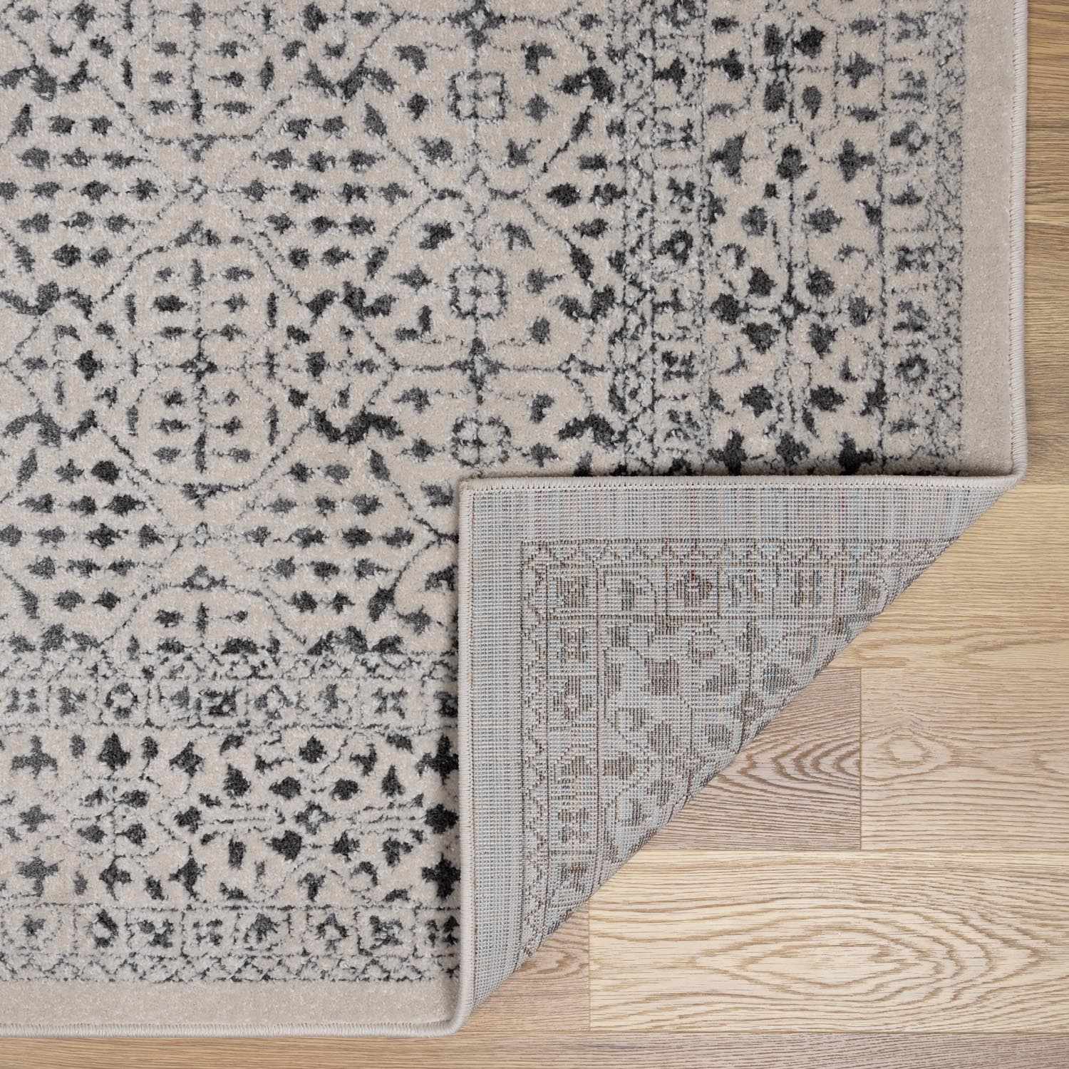 Sable Area Rug  Machine Woven  Medium Pile  Charcoal Beige