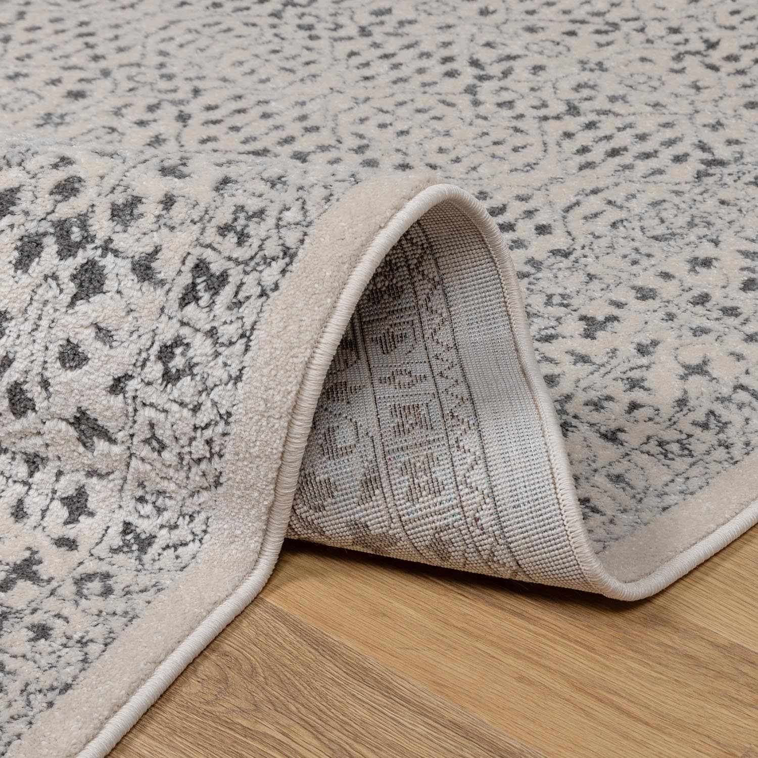 Sable Area Rug  Machine Woven  Medium Pile  Charcoal Beige
