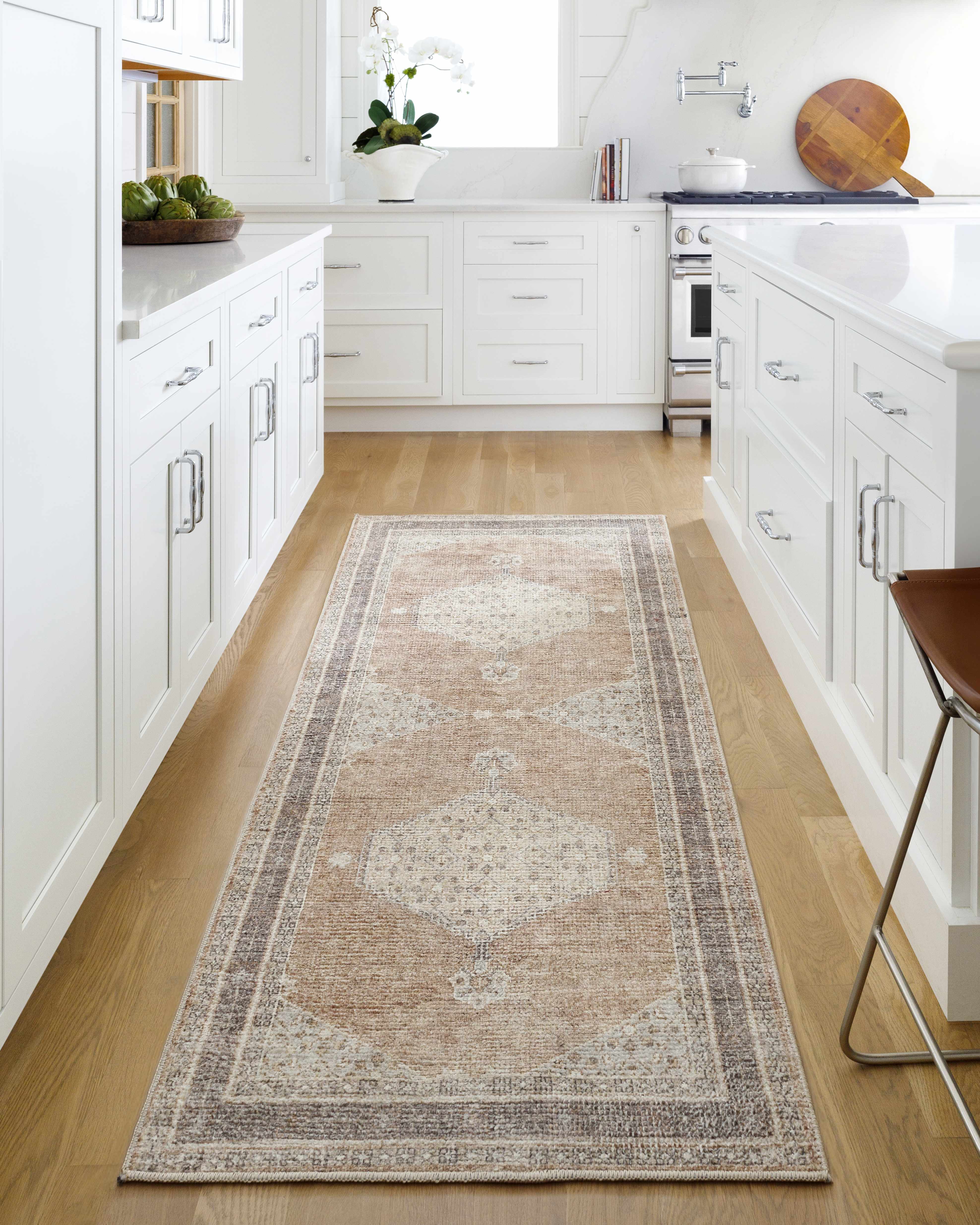 Lira Area Rug  Machine Woven  Terracotta Medallion Design