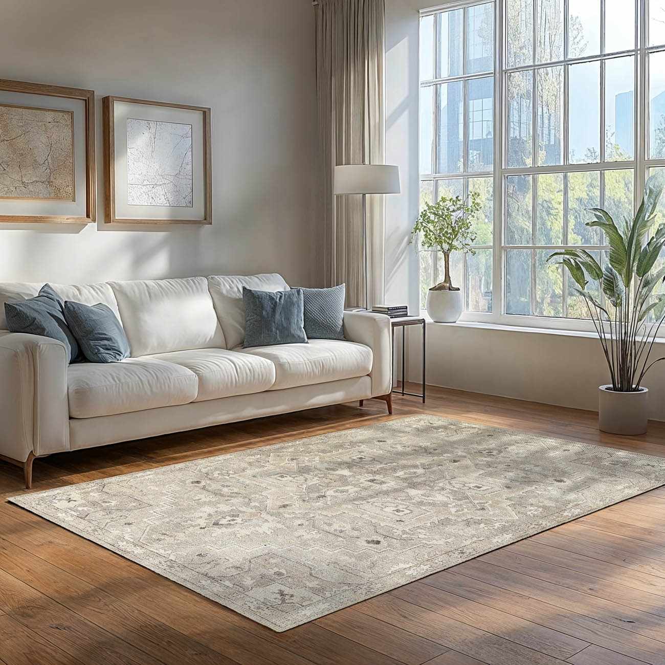 Bela Area Rug  Vintage Medallion Pattern, Machine Woven
