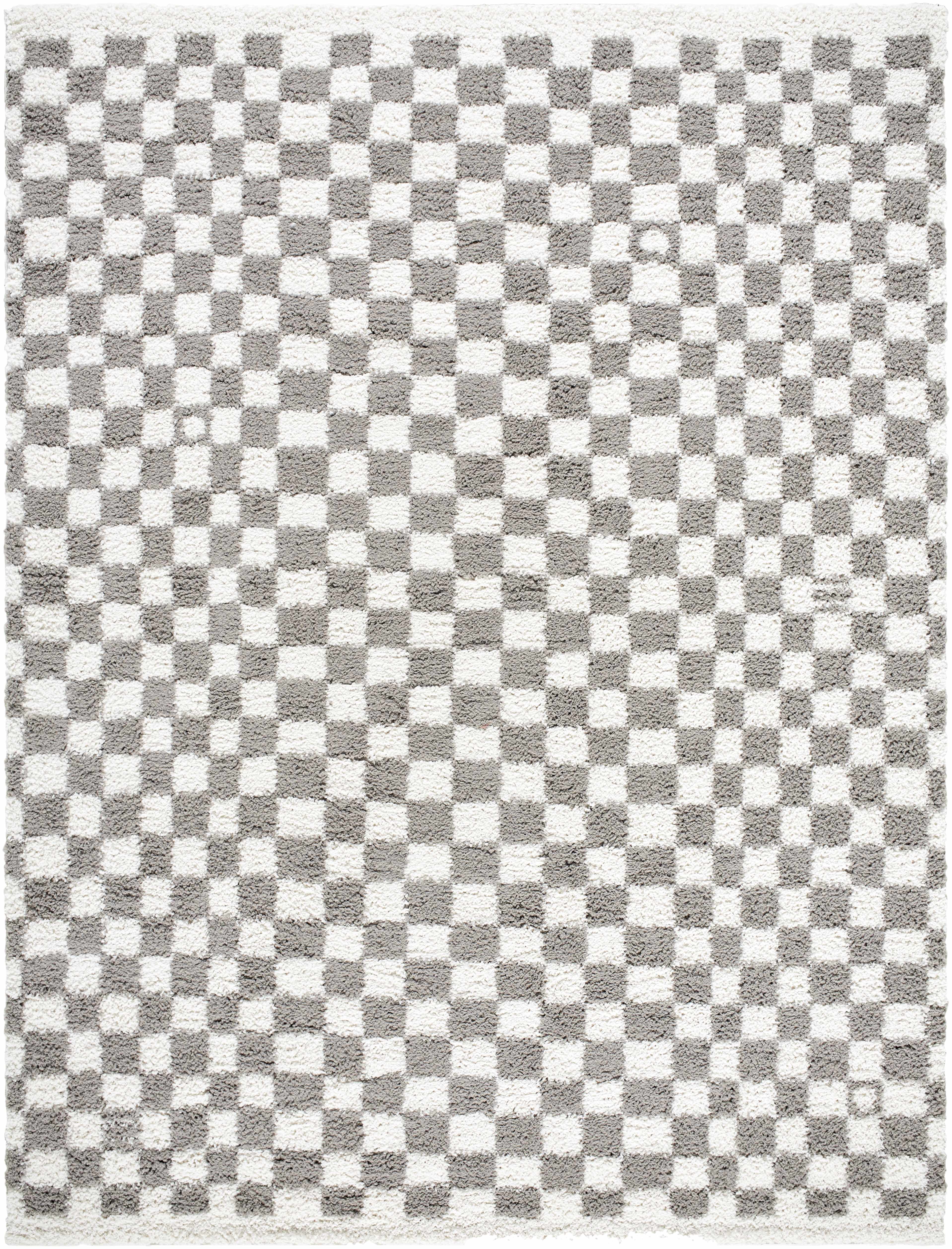 Kairo Checkered Plush Rug 100% Polyester Machine Woven