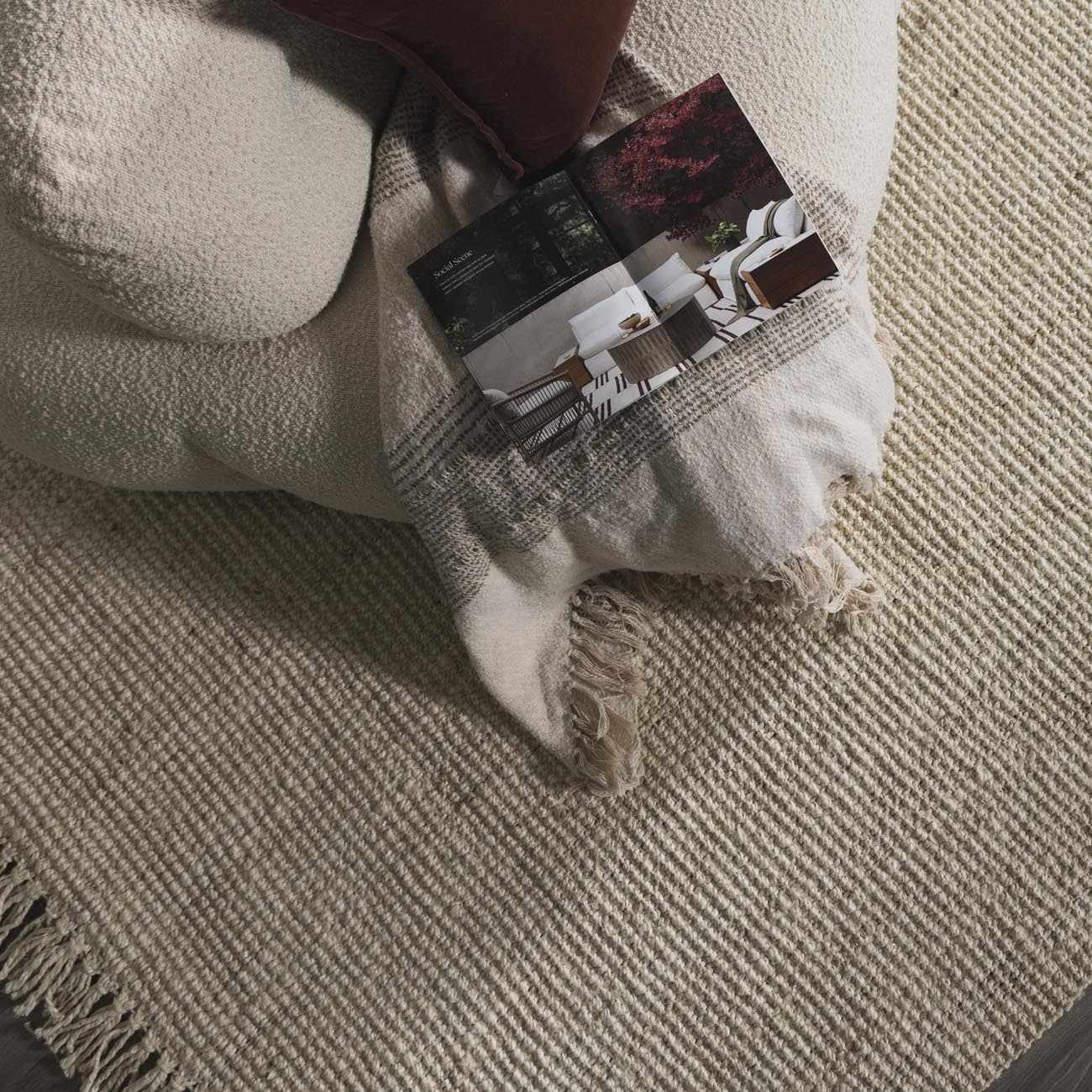 Bela Jute Rug  Hand Woven  Cream Color  Medium Pile