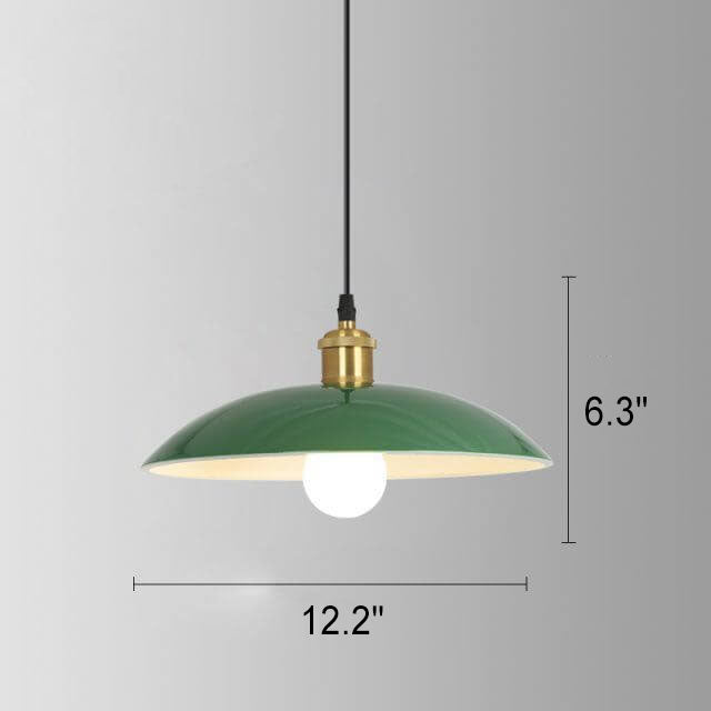 Vintage Industrial Green Iron Dome Cone Pendant Light - 1-Light Design