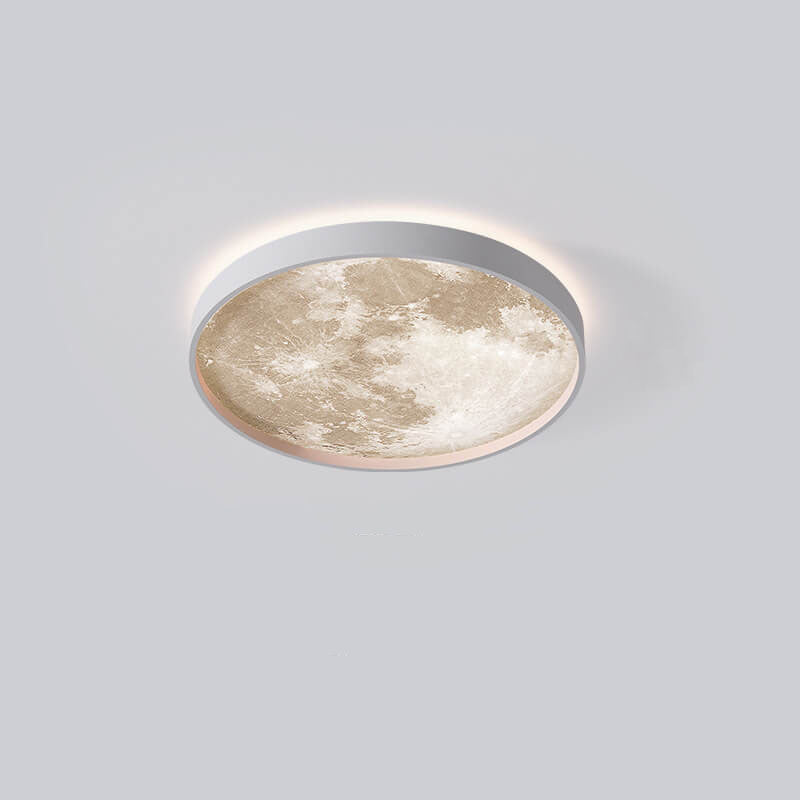 Nordic-Inspired Round LED Flush Mount Ceiling Light with Moon Design