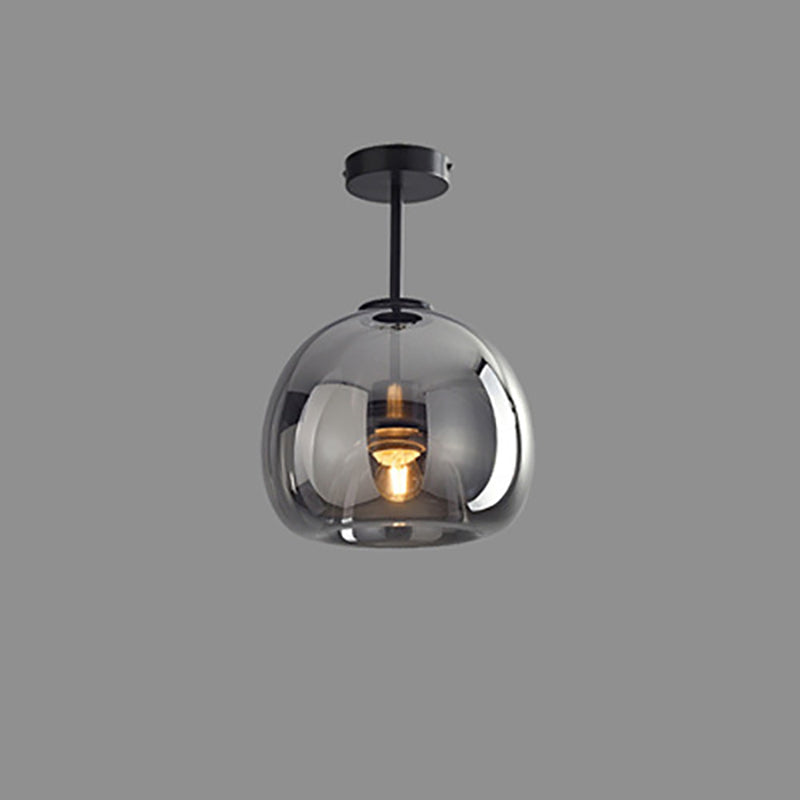 Navi Glass Ball Ceiling Light | Semi-Flush Mount, Smoke Grey or Amber