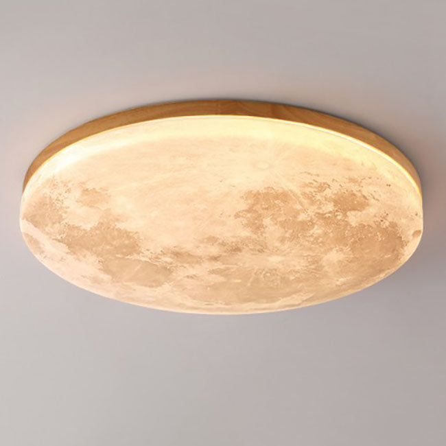 Nordic Minimalist Round Moon LED Flush Mount Ceiling Light in PVC