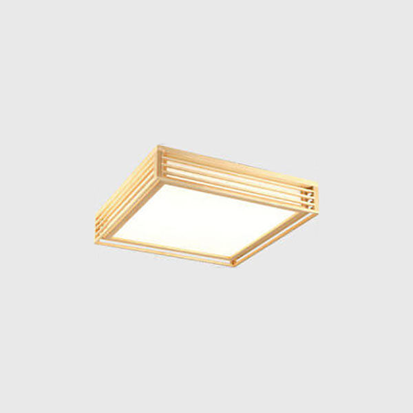 Square LED Flush Mount Ceiling Light in Nordic Solid Wood - Japanese Tatami Style