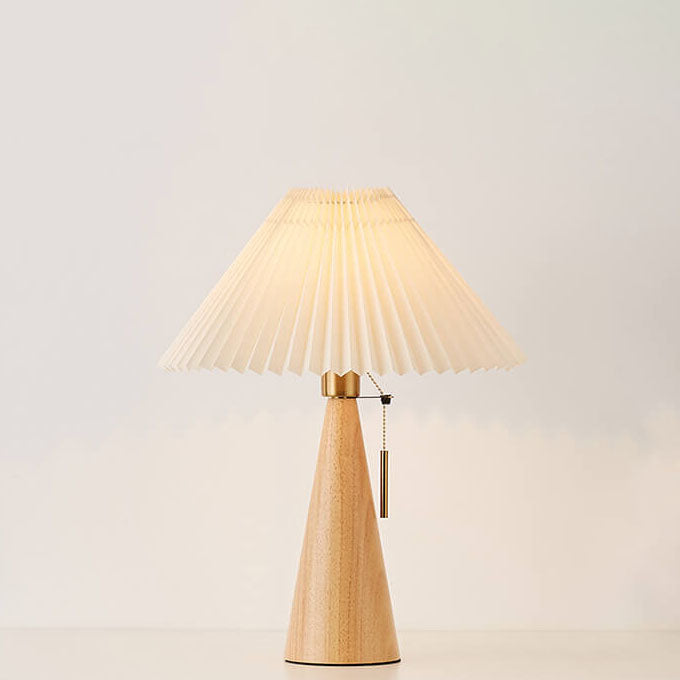 Vintage Japanese Minimalist Pleated Wooden LED Table Lamp