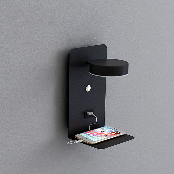Contemporary Square Iron LED Wall Sconce Lamp with USB Rechargeable Feature