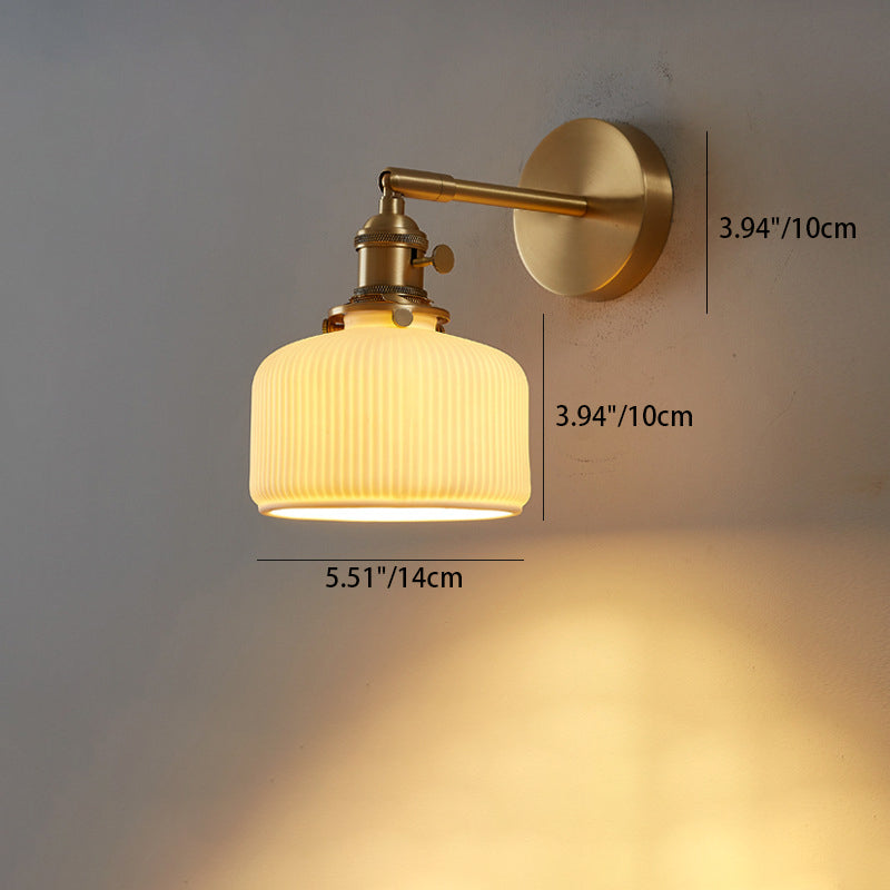 Contemporary Minimalist Striped Ceramic Wall Sconce Lamp with 1 Light