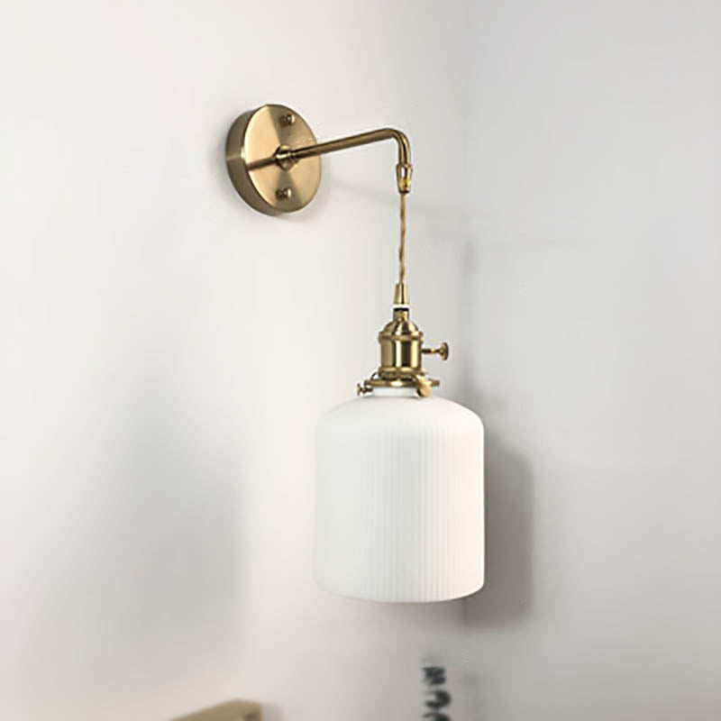 Japanese Retro Minimalist Oval Brass and Lucite Cylinder Wall Sconce Lamp