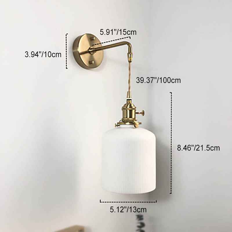 Japanese Retro Minimalist Oval Brass and Lucite Cylinder Wall Sconce Lamp