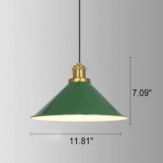 Vintage Industrial Green Iron Dome Cone Pendant Light - 1-Light Design