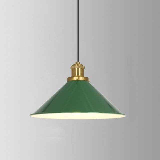 Vintage Industrial Green Iron Dome Cone Pendant Light - 1-Light Design