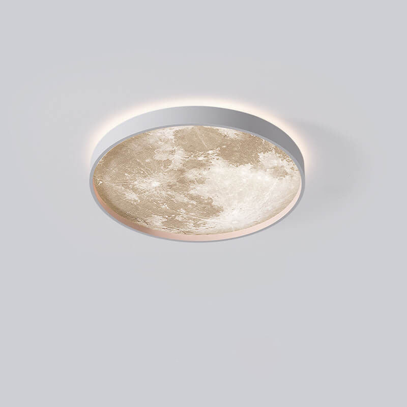 Nordic-Inspired Round LED Flush Mount Ceiling Light with Moon Design