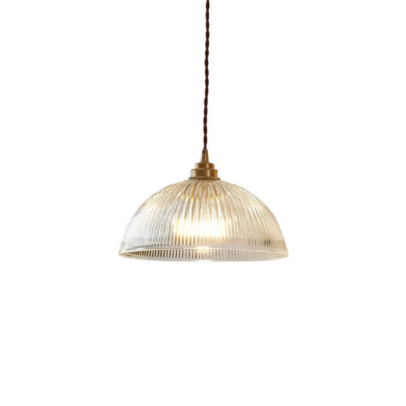 Contemporary Clear Glass Dome Pendant Light with Single Bulb