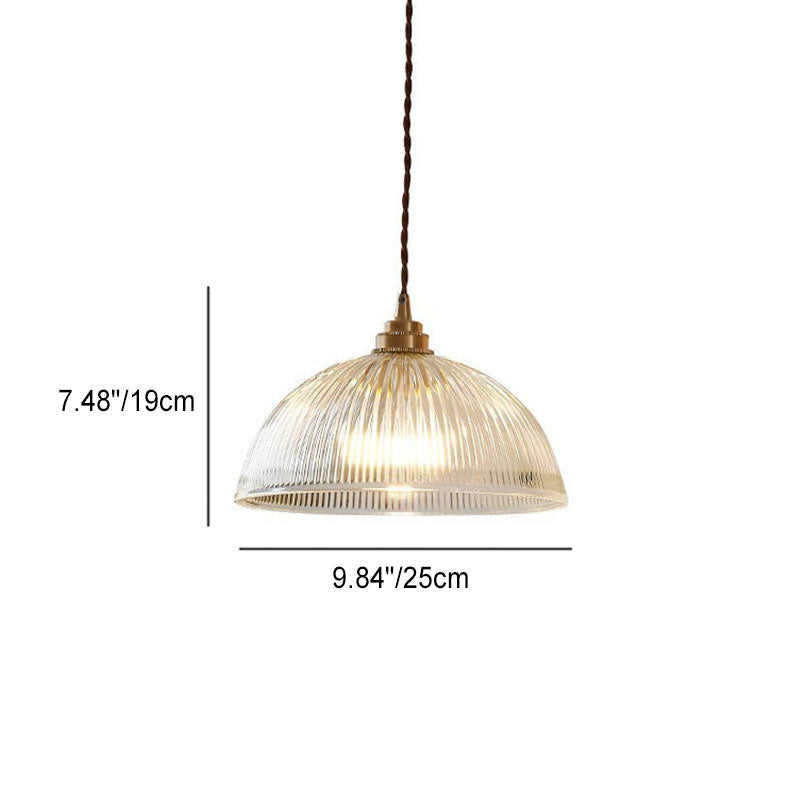 Contemporary Clear Glass Dome Pendant Light with Single Bulb