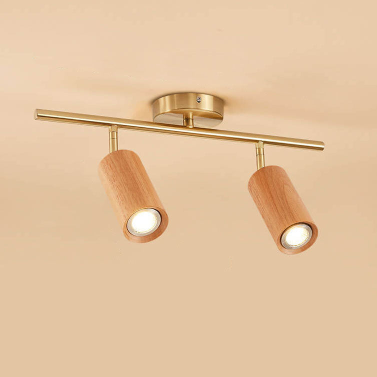 Nordic Minimalist Walnut Wood Linear Track LED Ceiling Light - Available in 1, 2, 3, or 4 Lights