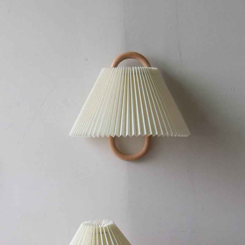 Contemporary Solid Wood Pleated Semi-Circle Wall Sconce Lamp with Single Light
