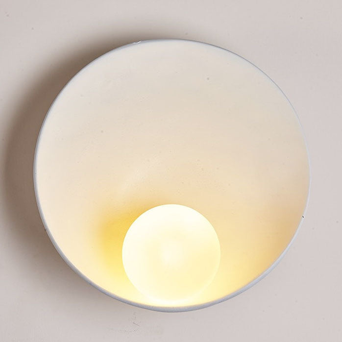 Contemporary Minimalist Round Iron and Resin 1-Light Wall Sconce