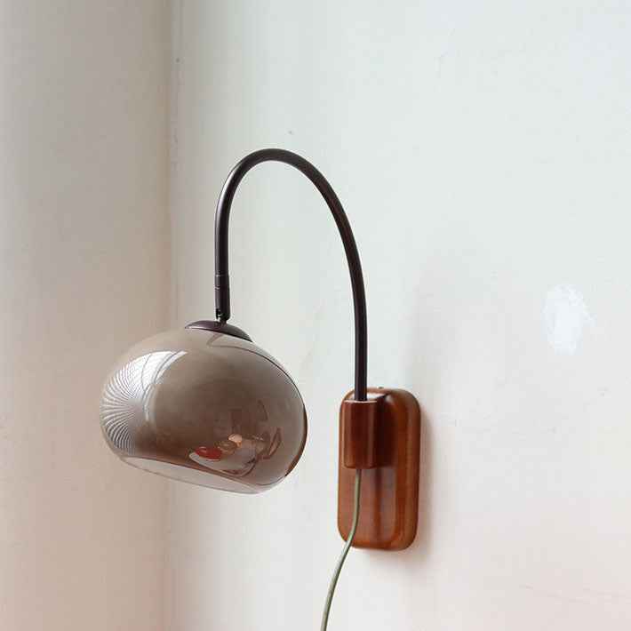 Minimalist European Glass and Solid Wood 1-Light Wall Sconce