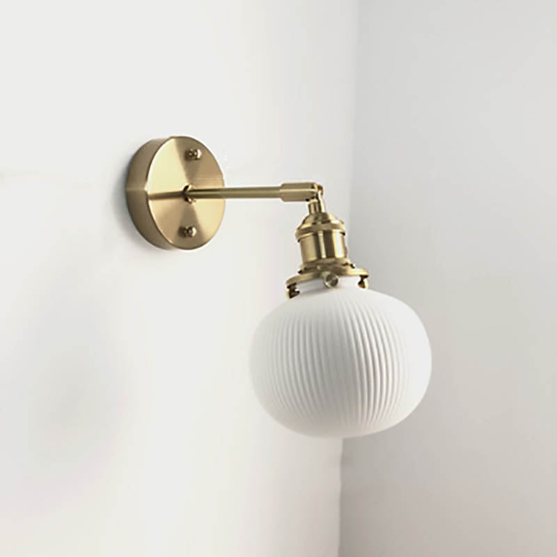 Japanese Retro Minimalist Oval Brass and Lucite Cylinder Wall Sconce Lamp