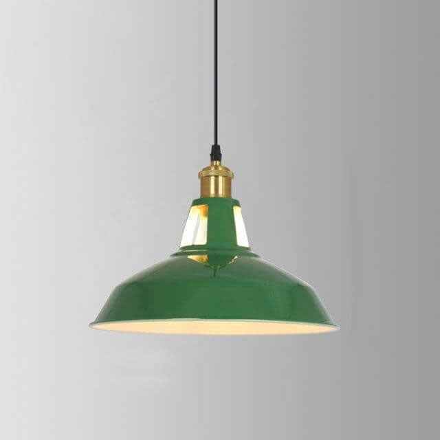 Vintage Industrial Green Iron Dome Cone Pendant Light - 1-Light Design