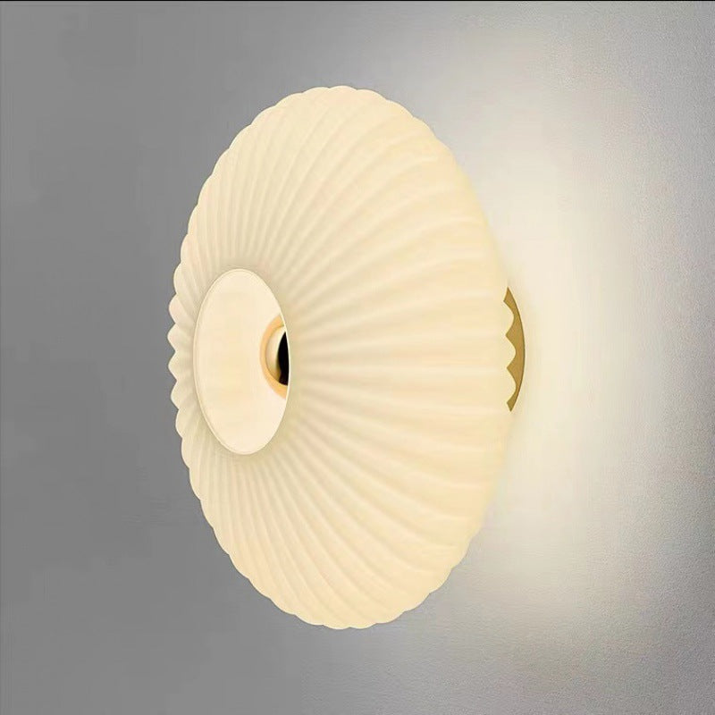 Vintage Nordic Striped Glass Round Disc Wall Sconce Lamp with 1 Light