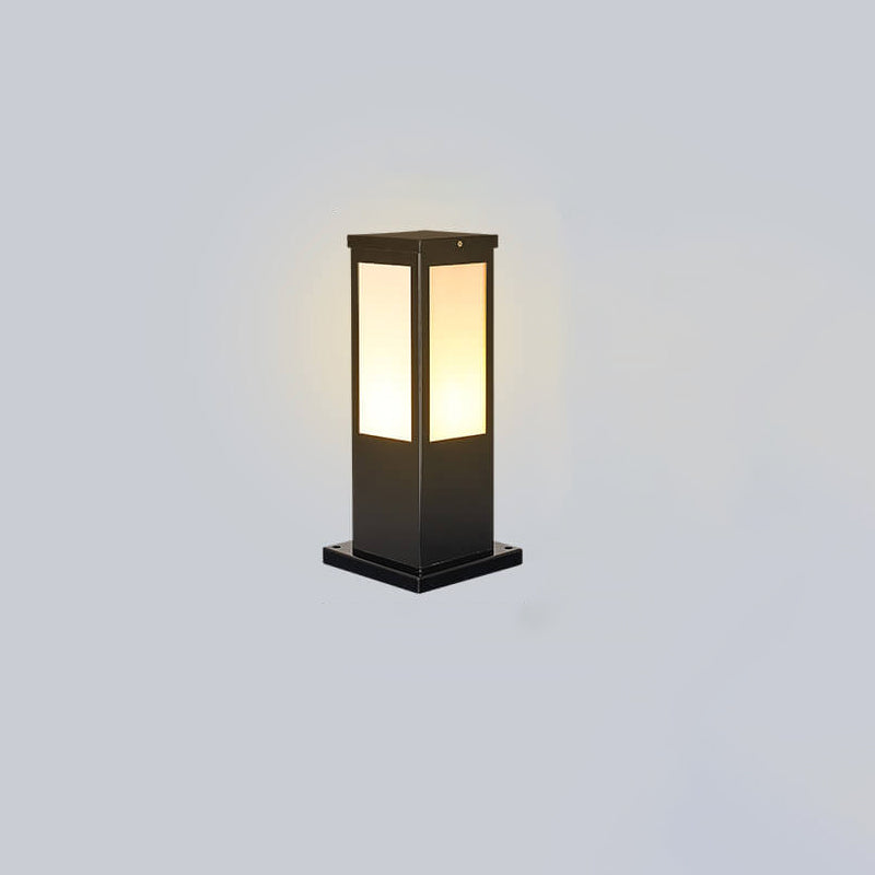 Contemporary Solar-Powered Square Column Outdoor Pathway Light - Waterproof Design