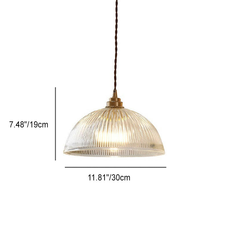 Contemporary Clear Glass Dome Pendant Light with Single Bulb