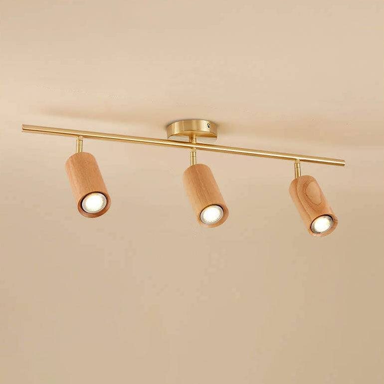 Nordic Minimalist Walnut Wood Linear Track LED Ceiling Light - Available in 1, 2, 3, or 4 Lights