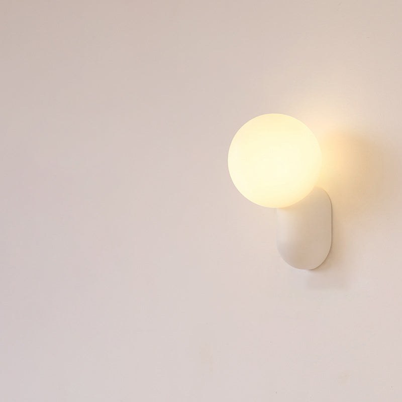 Macaron-Inspired Cream Resin Glass Ball 1-Light Wall Sconce