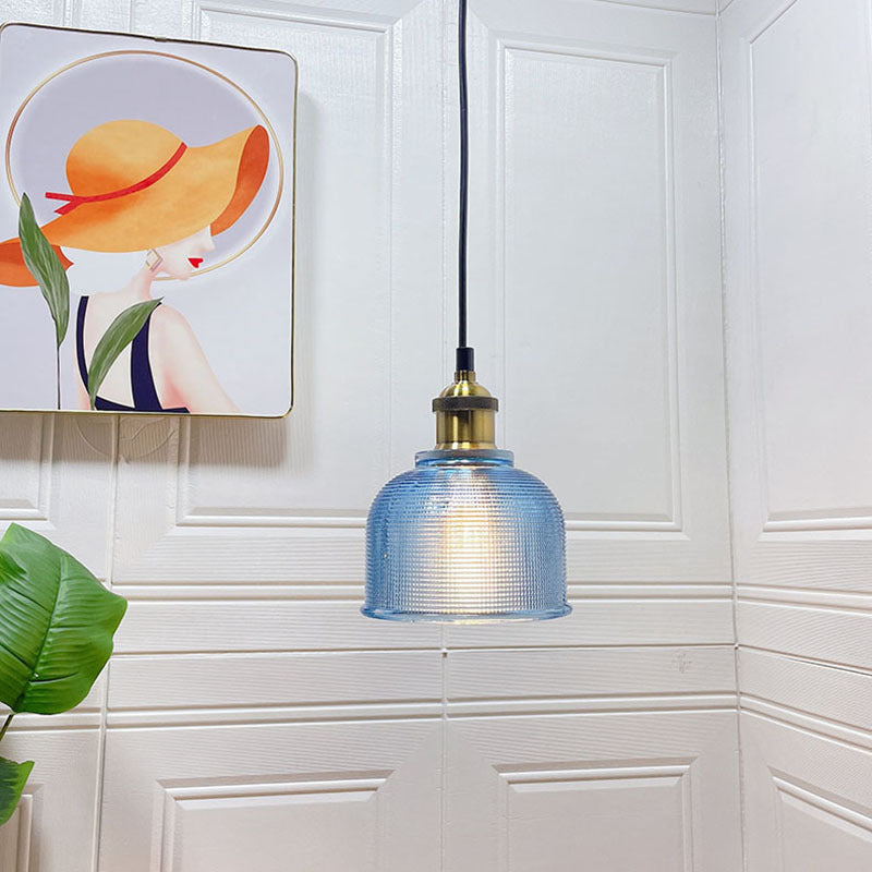 Retro Textured Lattice Glass Single Pendant Light